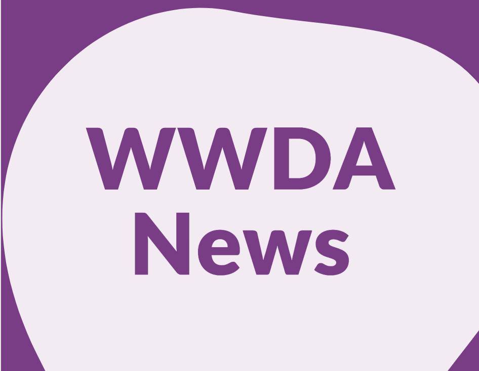 Light purple background with purple heading WWDA News